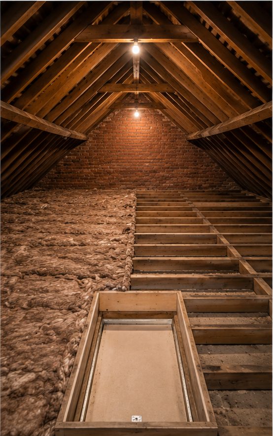 During: Knauf mineral wool being installed in a Stoke-on-Trent loft